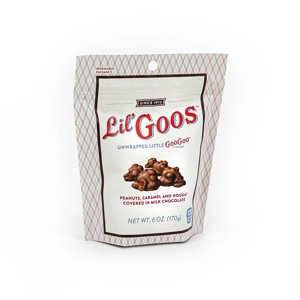 Bag of lil' goos mini goo goo clusters on white background