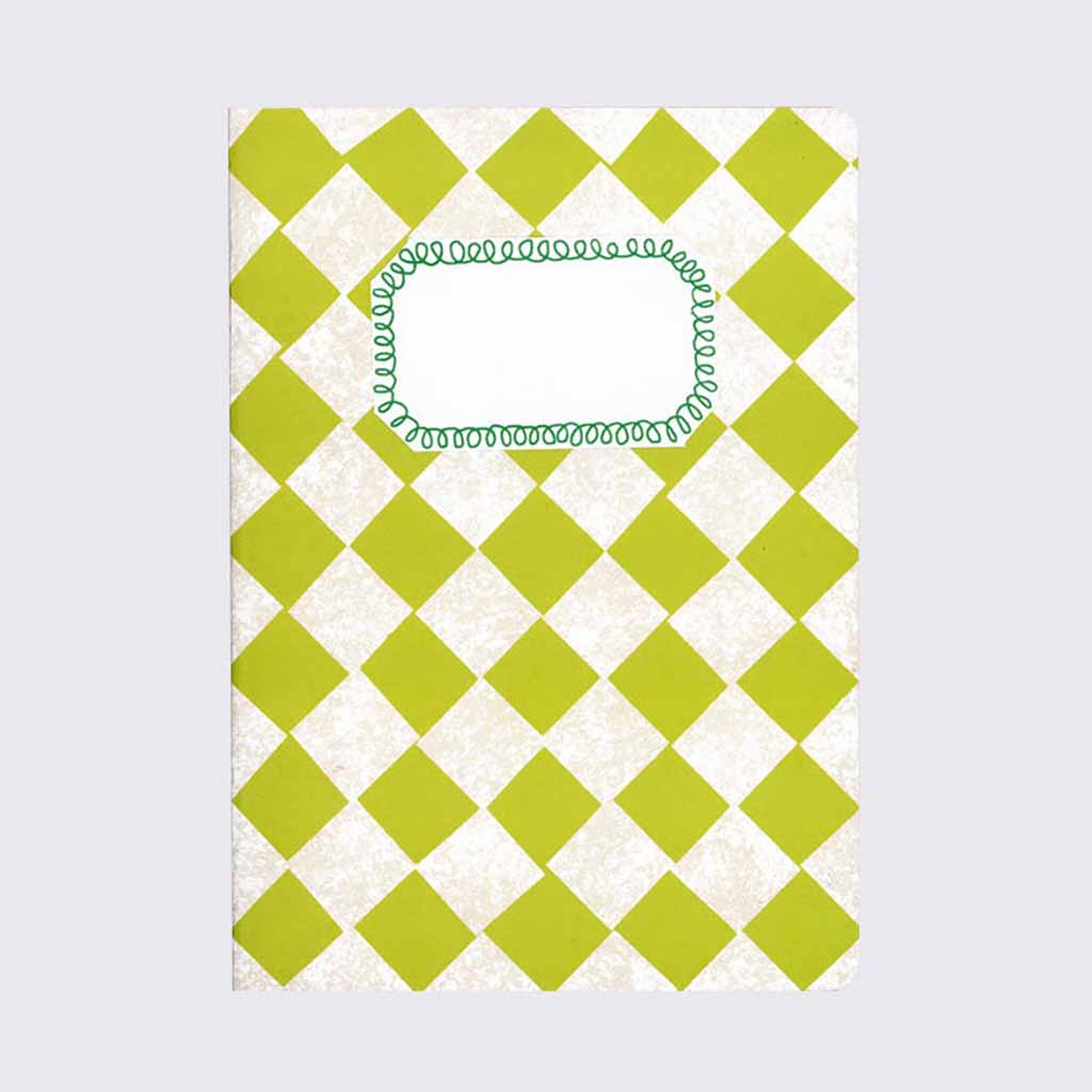 A5 Checkered Sketch Notebooks Lime Green Chequered   at Boston General Store