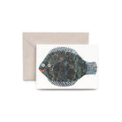 Greeting card with fish illustration and envelope on a white background