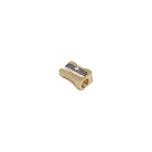 Brass single pencil sharpener on white background