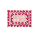 Card with pink hearts and Love You Lots text on a white background