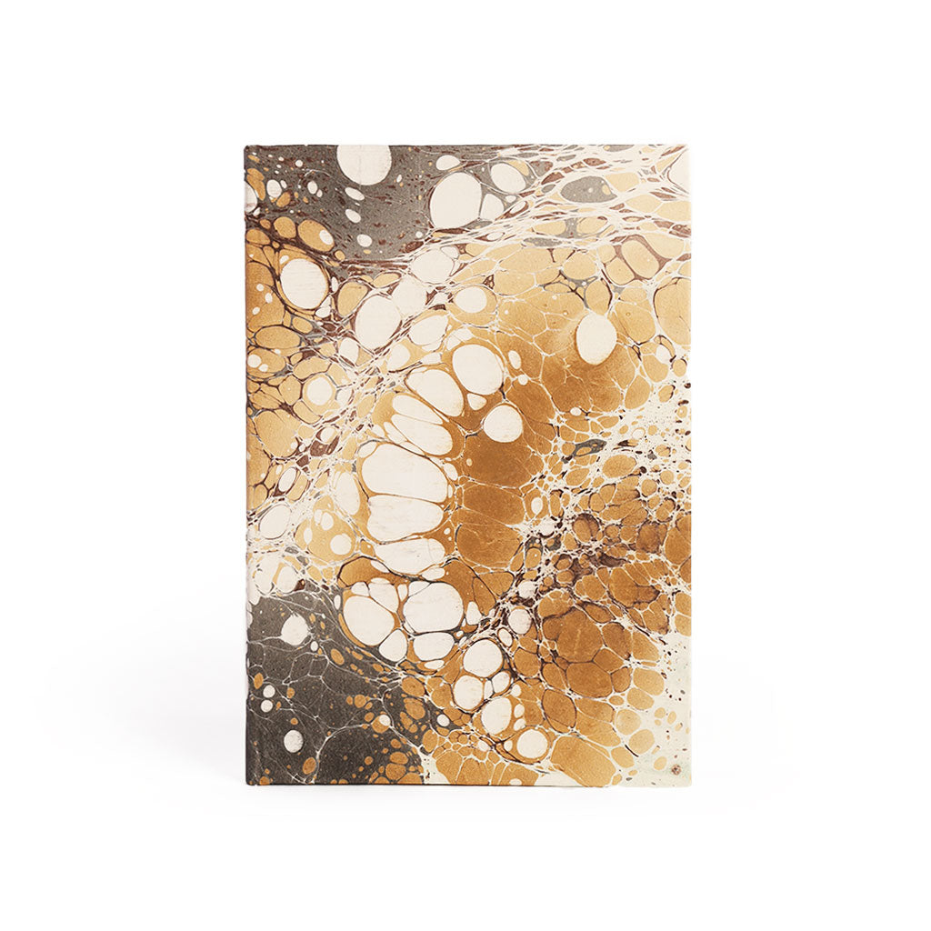 Hardcover Marbled Paper Notebook Blank Pages M1 (Black + Orange + White)  at Boston General Store