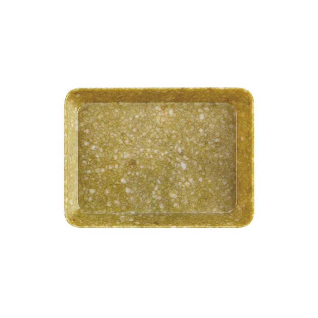Small mustard marbled desk tray on white background