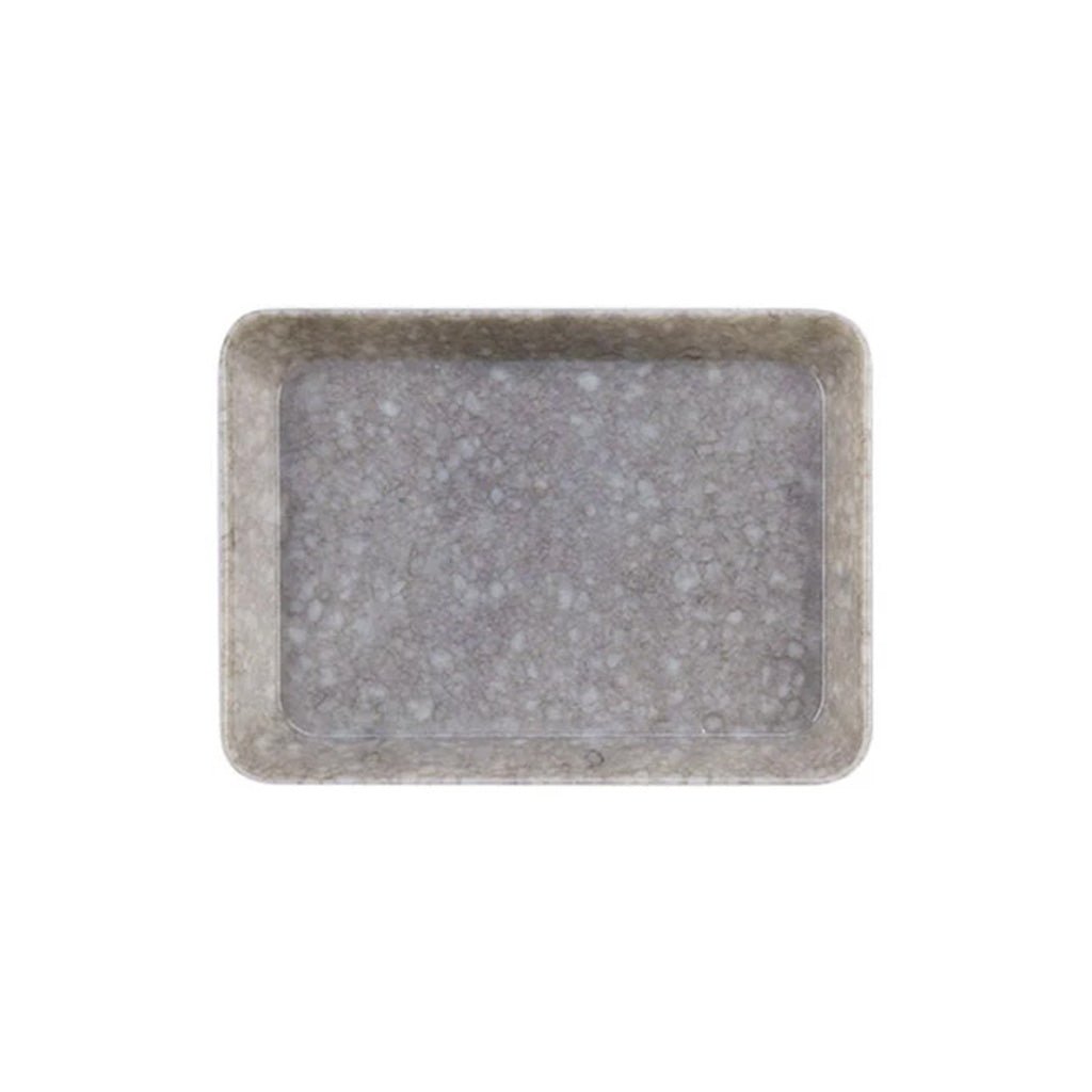 Small grey marbled desk tray on white background
