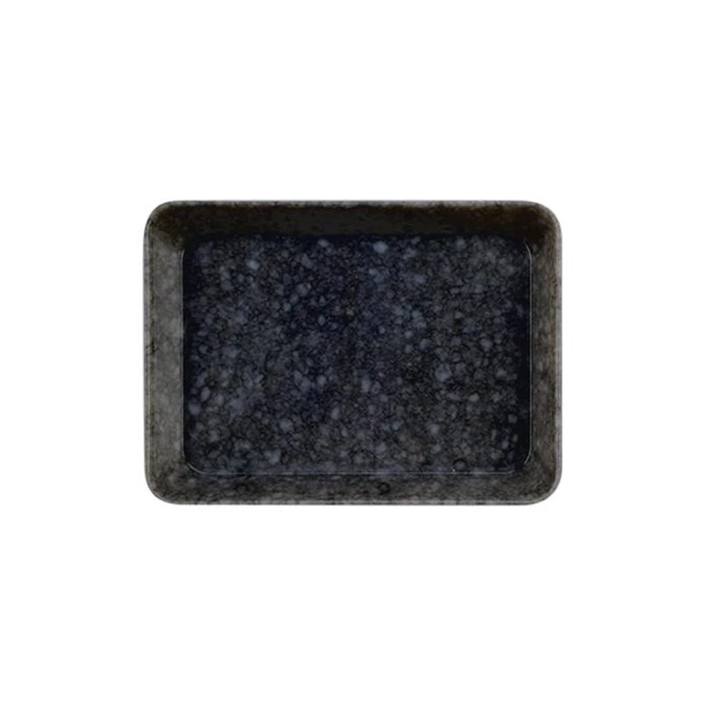 Small black marbled desk tray on white background