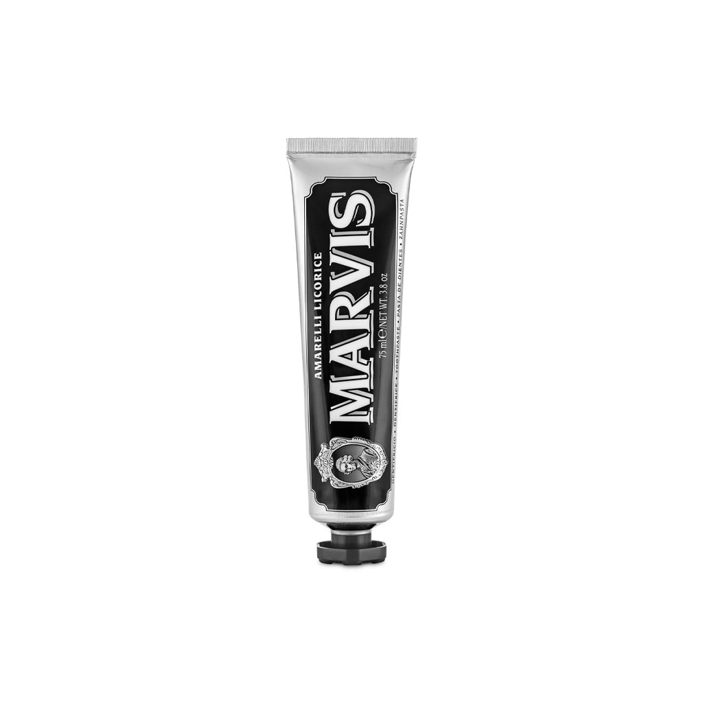 Tube of Marvis amarelli licorice toothpaste.