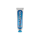 Tube of Marvis aquatic mint toothpaste.