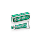 Box and tube of Marvis Classic Strong Mint toothpaste.