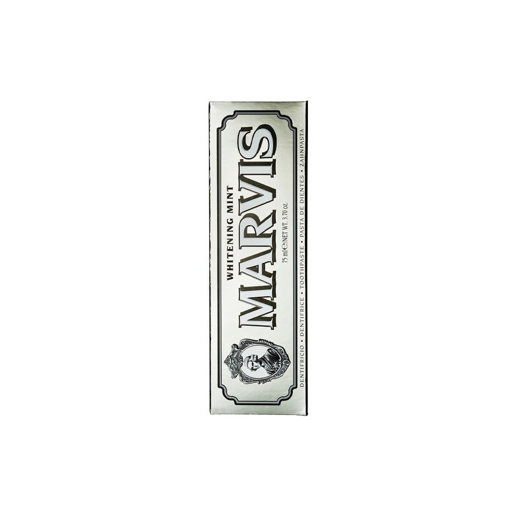 Box of Whitening Mint Marvis toothpaste.