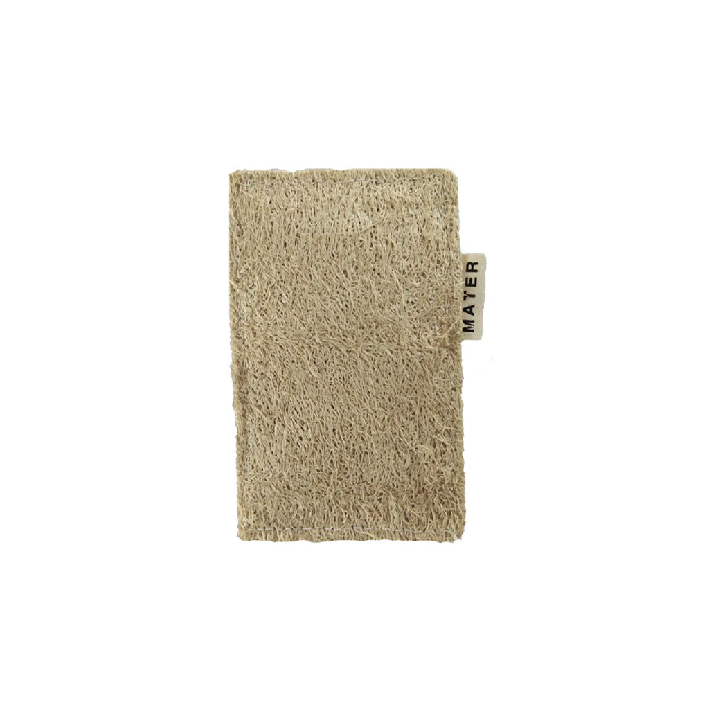 Scouring side of mater kitchen sponge on white background