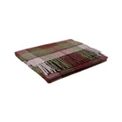 A folded plaid wool scarf.