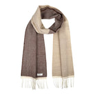 A neutral two-toned lambswool scarf on white background.