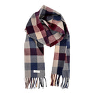Checkered scarf in loop on white background.