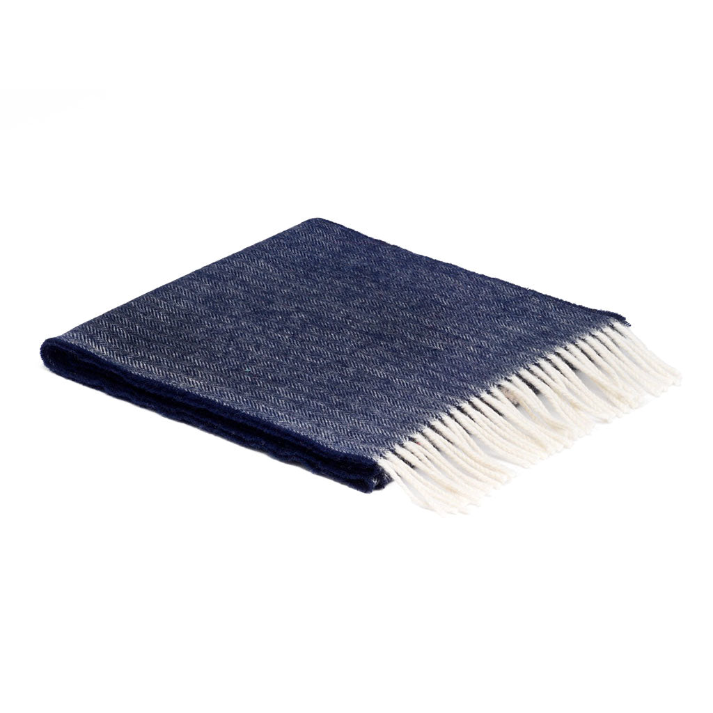 Navy Herringbone Lambswool Scarf    at Boston General Store