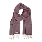 Mulberry lambswool scarf arranged in a loop on a white background.