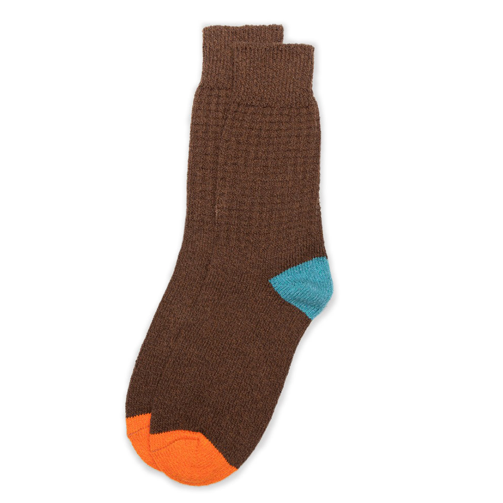 Men's Cotton Waffle Knit Socks Chocolate   at Boston General Store