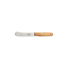Olivewood butter knife with rounded blade on white background