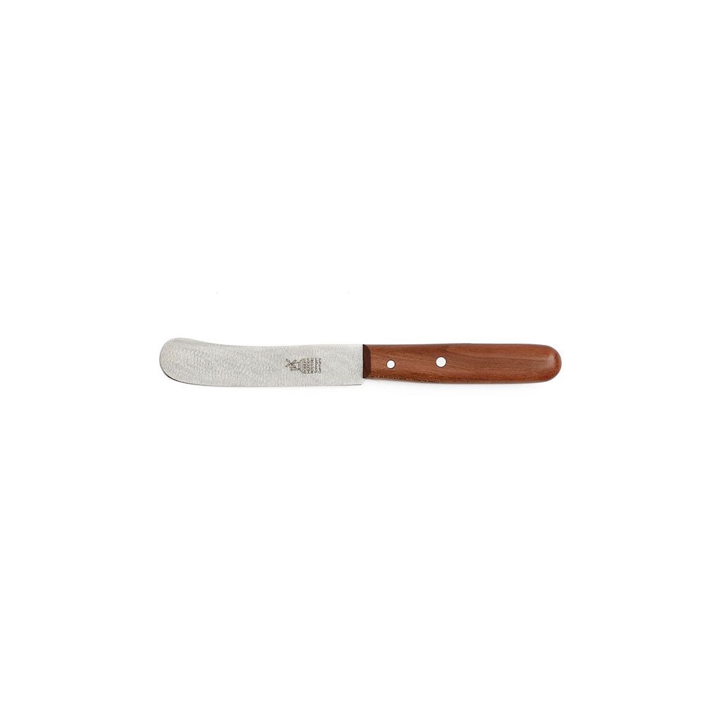 Plumwood butter knife with rounded blade on white background