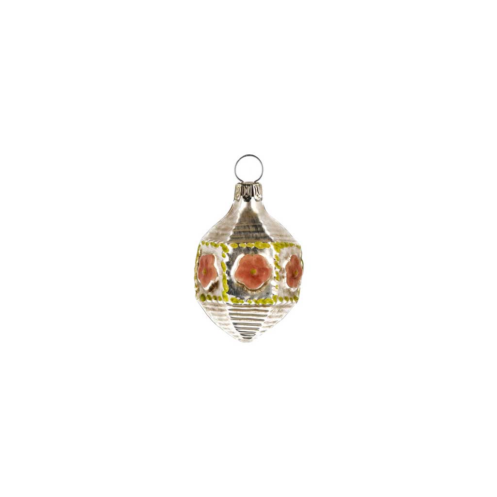 Miniature Hexagon with Flowers Glass Ornament Boston General Store