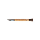 Wooden mushroom brush with knife on white background