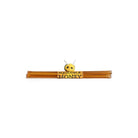 Pack of five New England honey straws with yellow Aquidneck Honey label and bee attached on white background