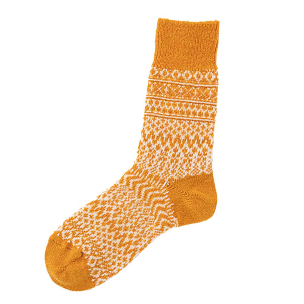 Wool Jacquard Socks Small Lantern Orange at Boston General Store