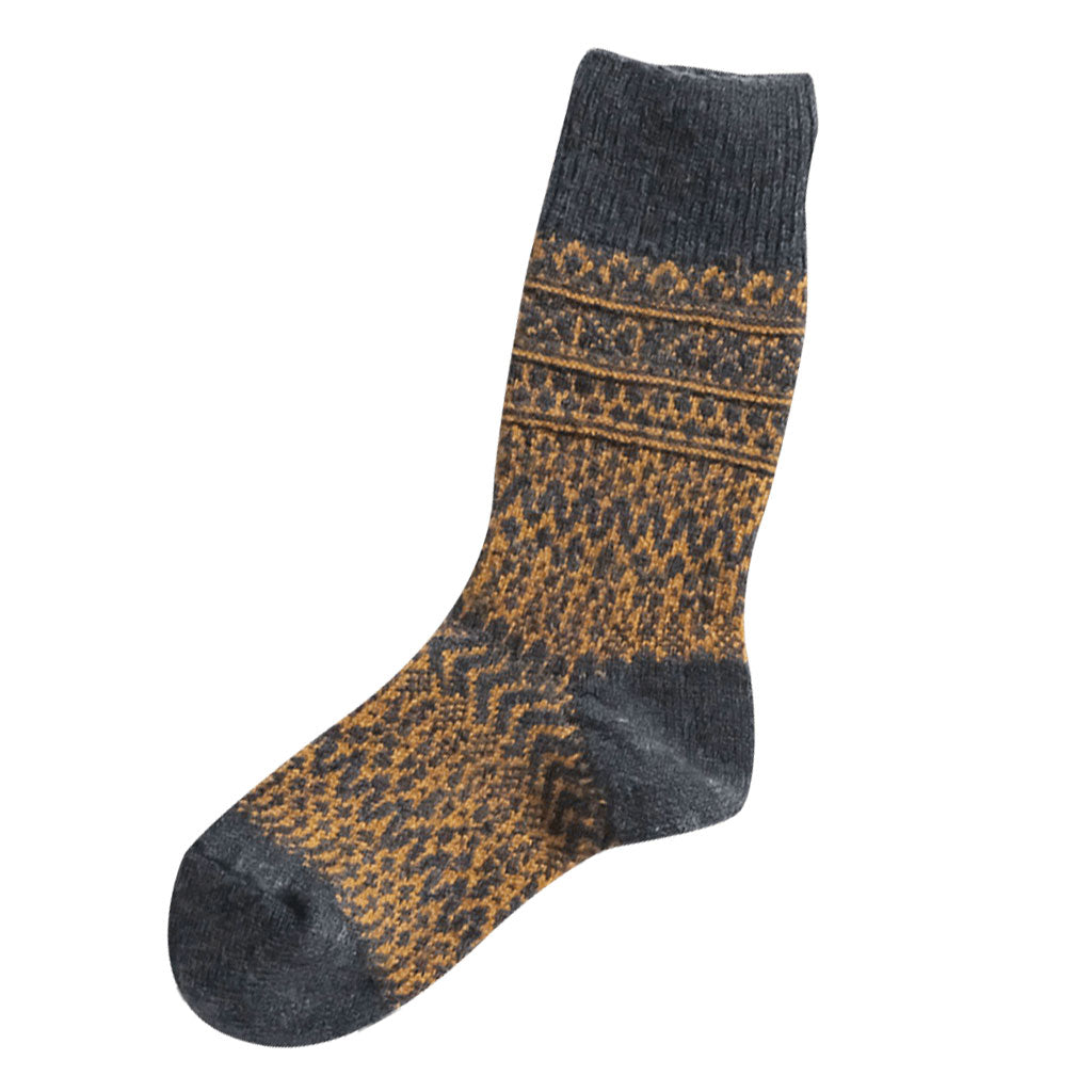 Wool Jacquard Socks Small Navy at Boston General Store