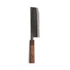 Niwaki carbon steel nakiri knife with wooden handle on white background
