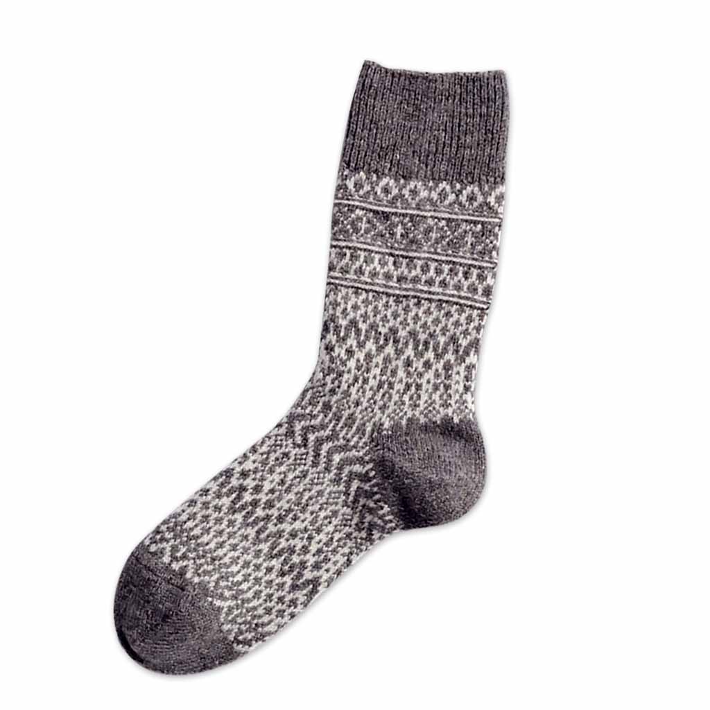 Wool Jacquard Socks Small Gray  at Boston General Store