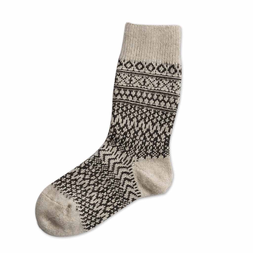 Wool Jacquard Socks Small Gray  at Boston General Store