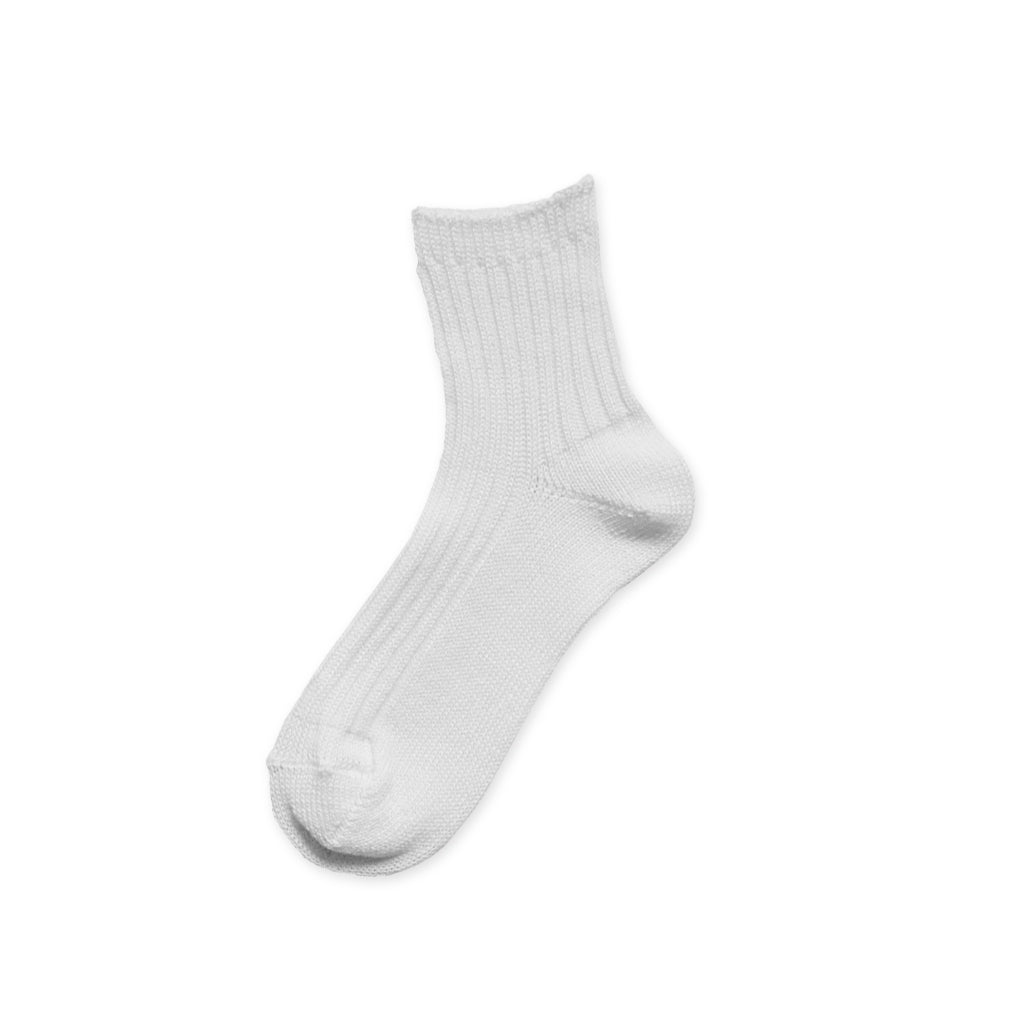 Linen Ribbed Socks Small Offwhite  at Boston General Store