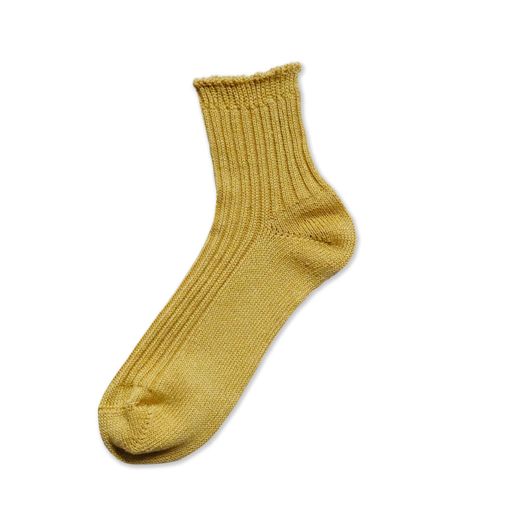 Linen Ribbed Socks Large Yellow  at Boston General Store