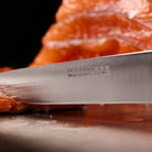 Close-up of steel knife blade.