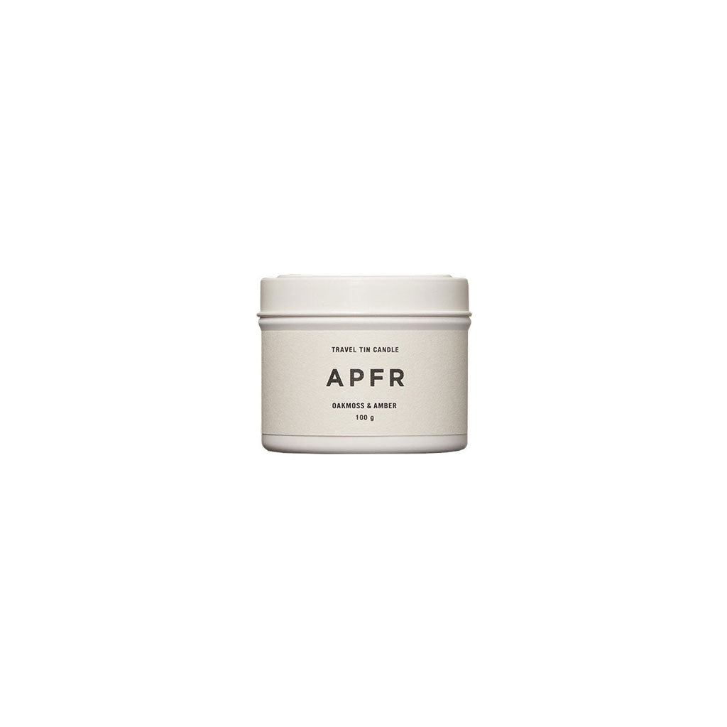 APFR Travel Tin Candle Oak Moss and Amber   at Boston General Store