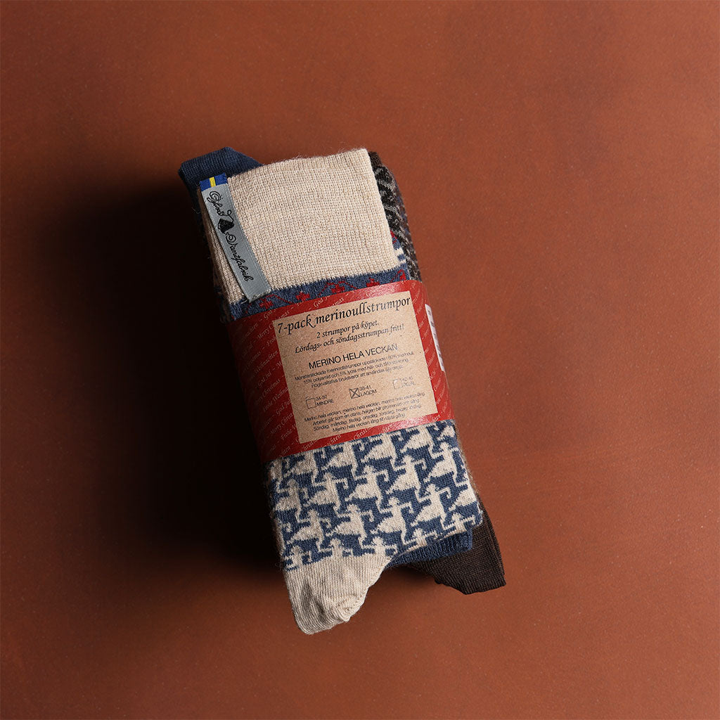 Swedish-Knit Merino Wool Socks, 7 pack at Boston General Store