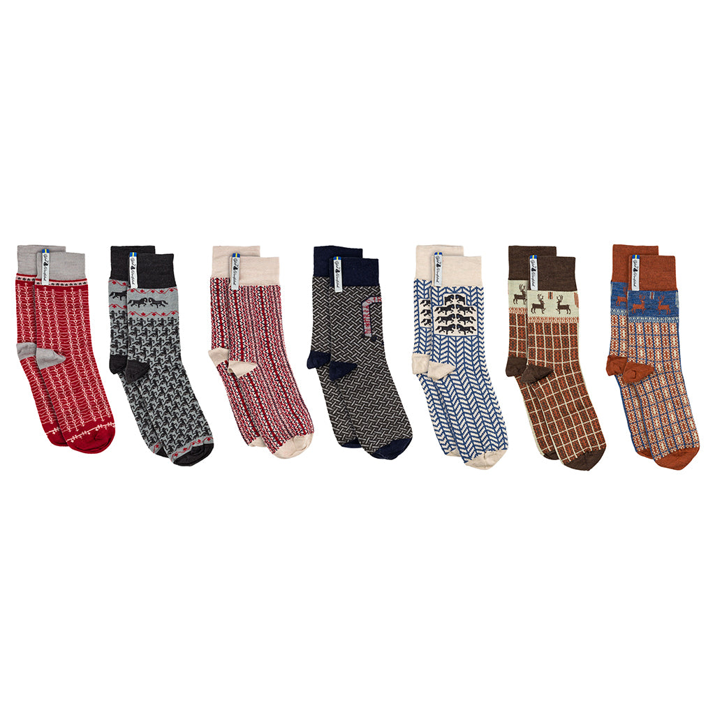 Christmas Merino Socks, 7 pack    at Boston General Store