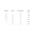 A size chart table showing US Women's, US Men's, Inside Length in cm, and Euro Size conversions on a white background.