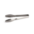 Stainless steel tongs on a white background