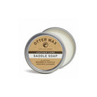 A round tin of Otter Wax Saddle Soap. The lid is ajar, showing smooth white soap inside.