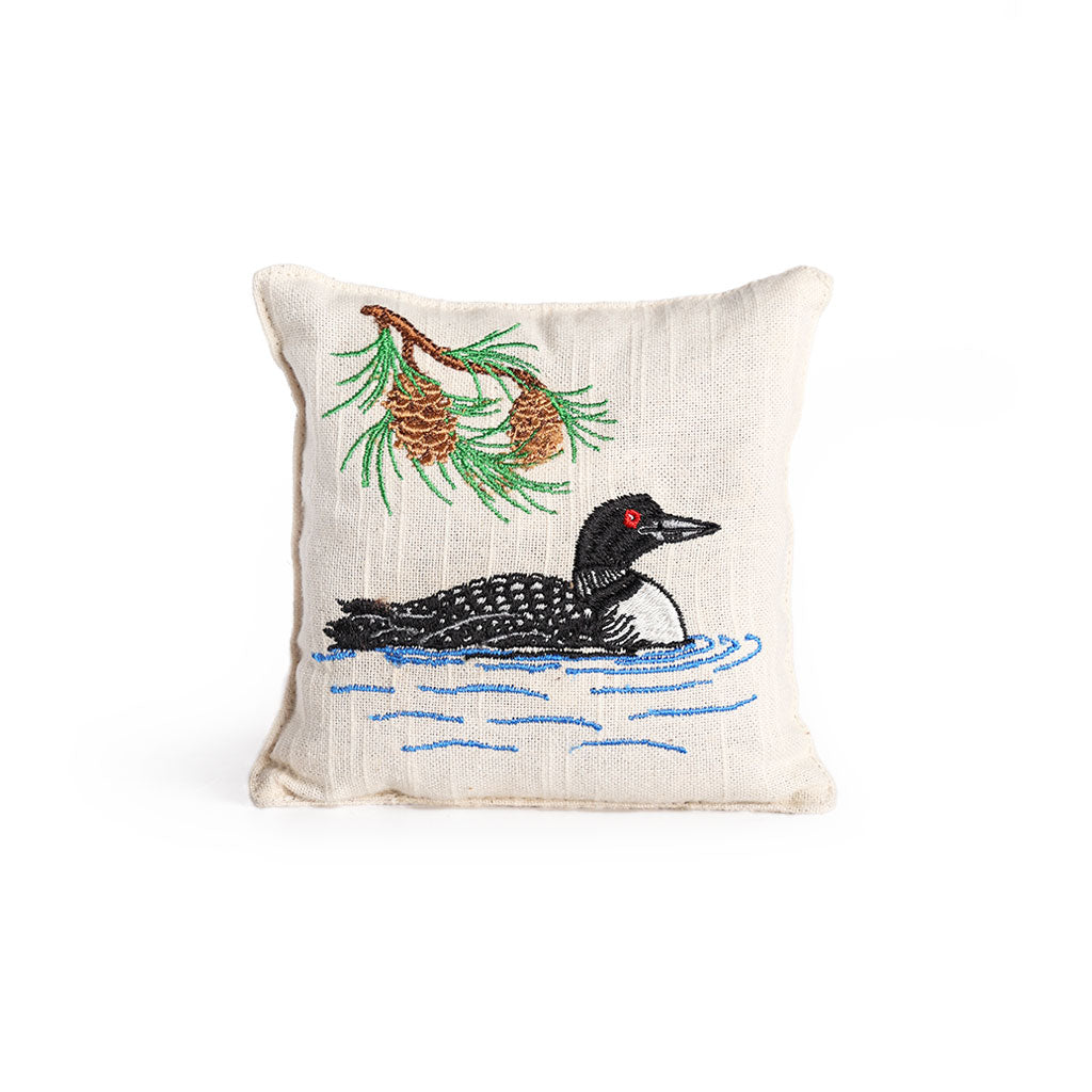 Balsam Fir Filled Pillows Embroidered Loon   at Boston General Store