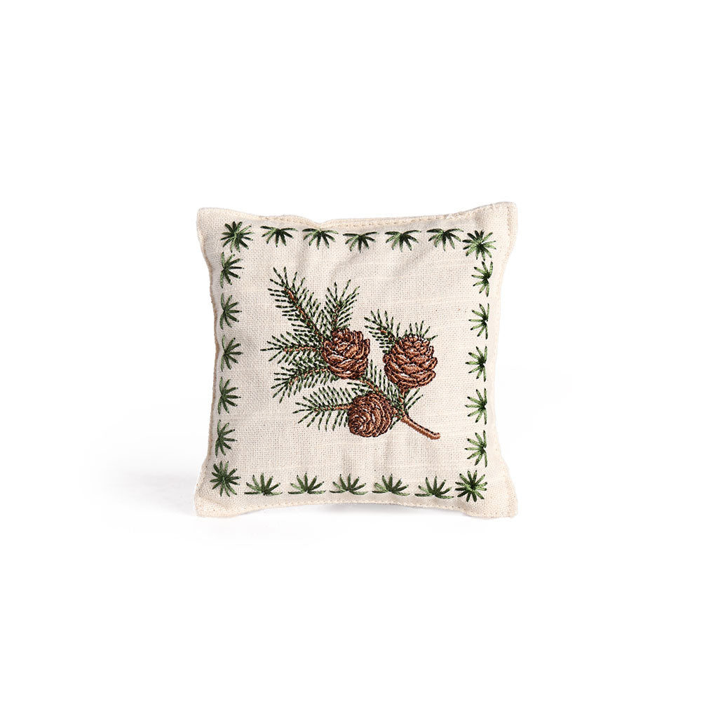 Balsam Fir Filled Pillows Embroidered Pinecones   at Boston General Store