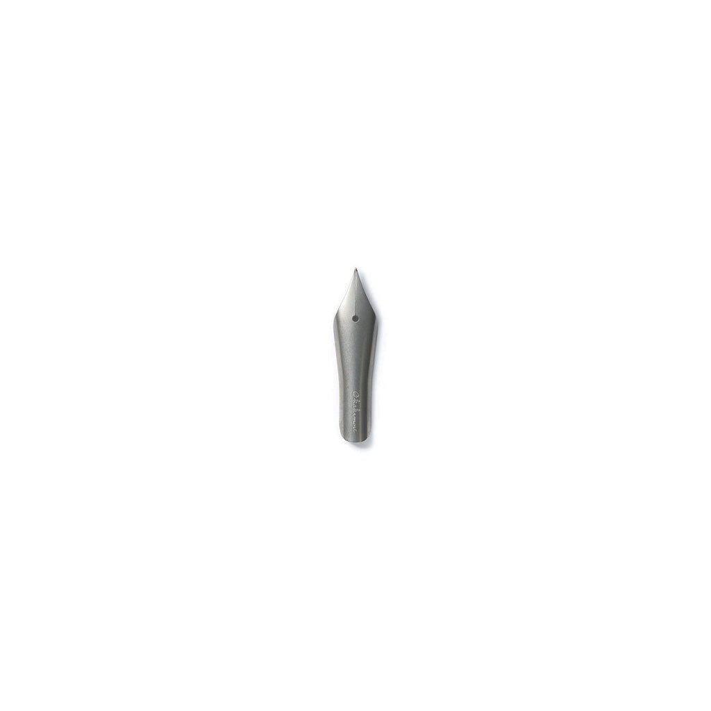 Metal pen nib on white background