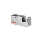 A small silver steel tape dispenser on white background