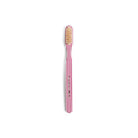 Purple striped toothbrush on white background
