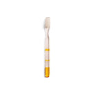 Yellow and clear toothbrush with gradient color handle on a white background