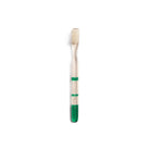 Green and clear toothbrush with gradient color handle on a white background