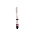 Midnight blue and cream toothbrush on white background