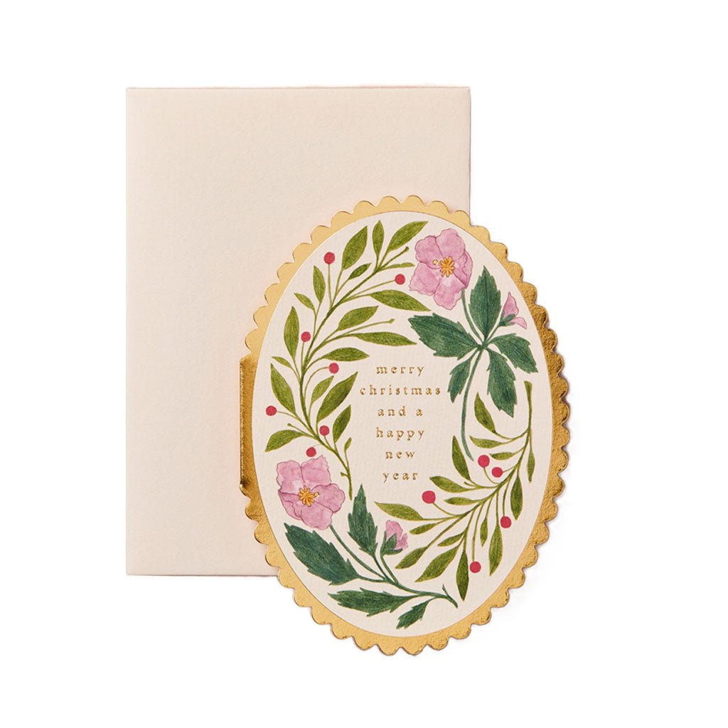 Pink Flora Merry Christmas Card Boston General Store