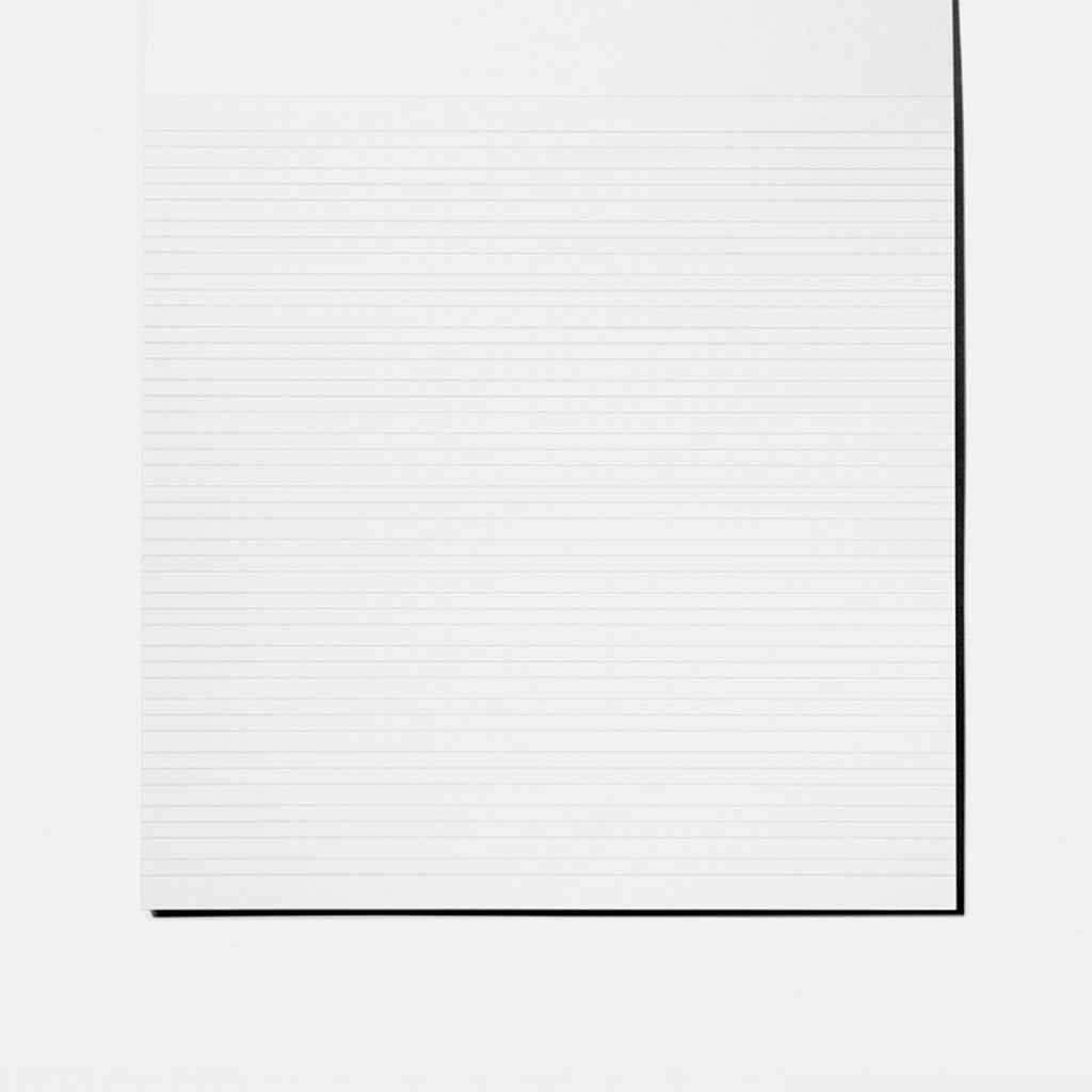 Sheet of lined paper on white background