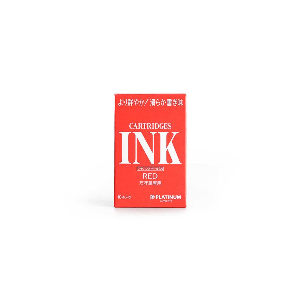 Red ink cartridge packaging with 'INK' text on a white background